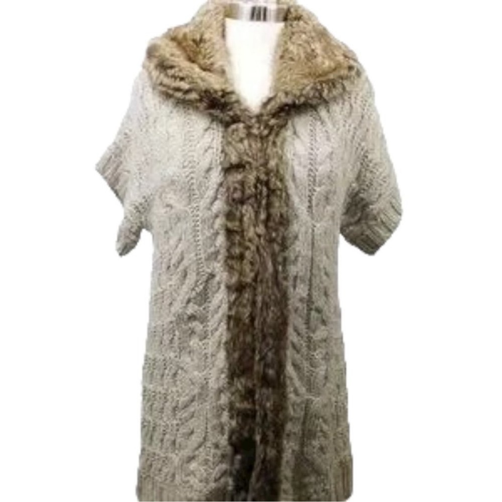 Apt. 9 Wool Blend Faux Fur Cable Knit Cardigan – Women’s Large | EUC! - Picture 1 of 8